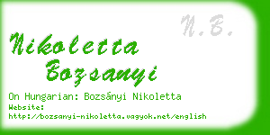 nikoletta bozsanyi business card